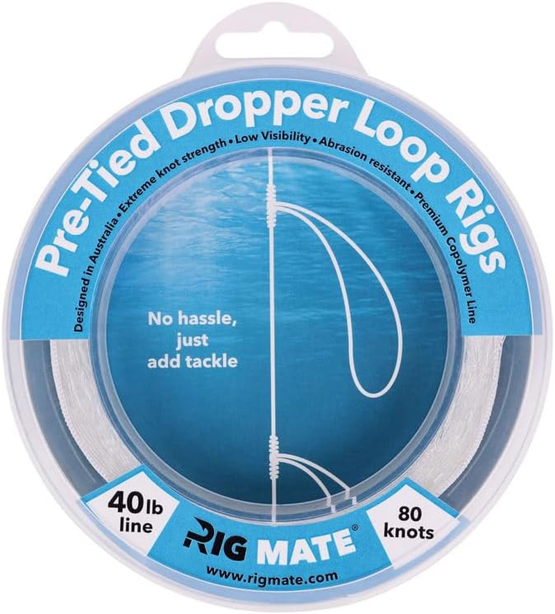 40 Lb Pre-Tied Dropper Loop Rigs. Fishing Line Spool. Loops 18 Inches Apart with 5.5 Inch Loop Size. Perfect for Saltwater & Freshwater Fishing. Perfect for Snapper & Other Bottom Feeding Fish.