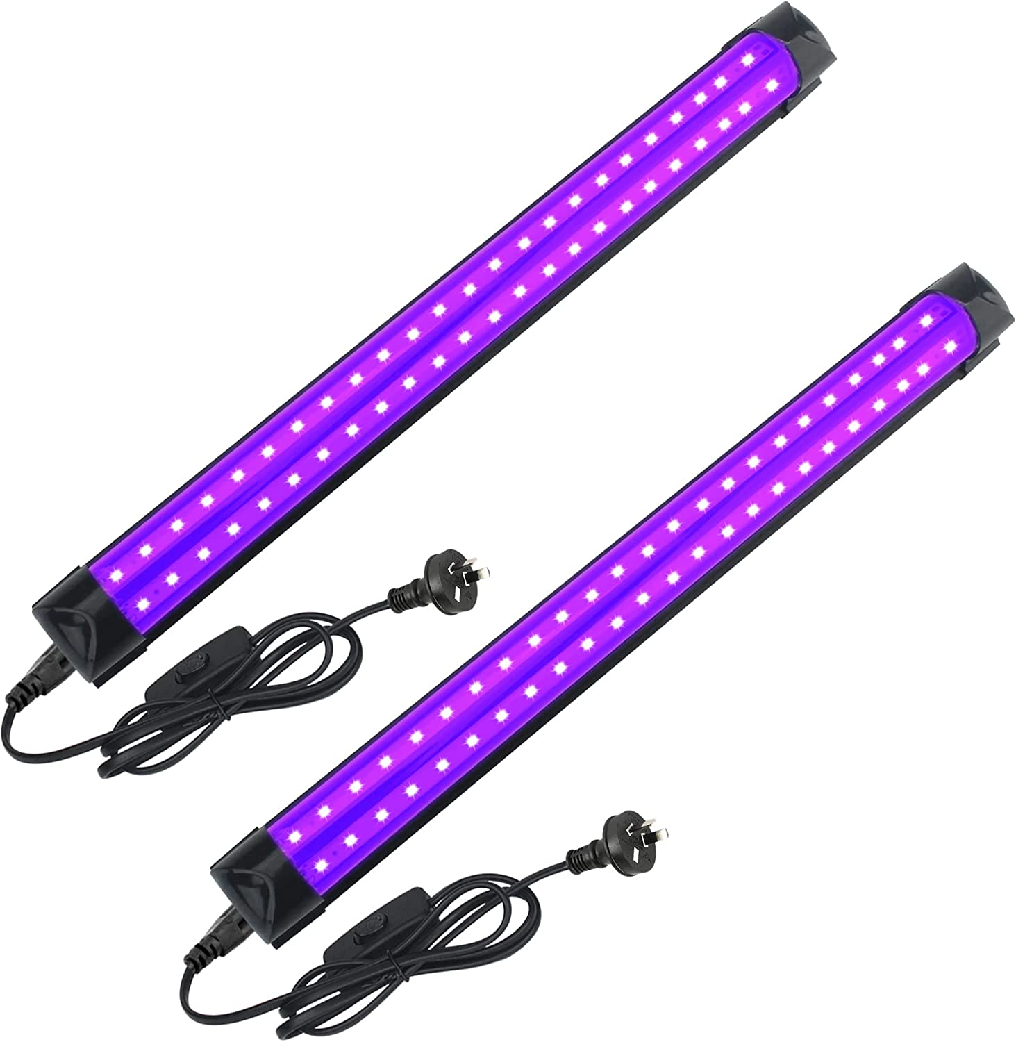 2 Pack LED Black Light Bar, BOSITE 10W UV Black Light Tube with Switch and Plug 395Nm Blacklight Bar Glow in the Dark Party Supplies for Christmas Decorations Stage Lighting, Urine Detection, Poster