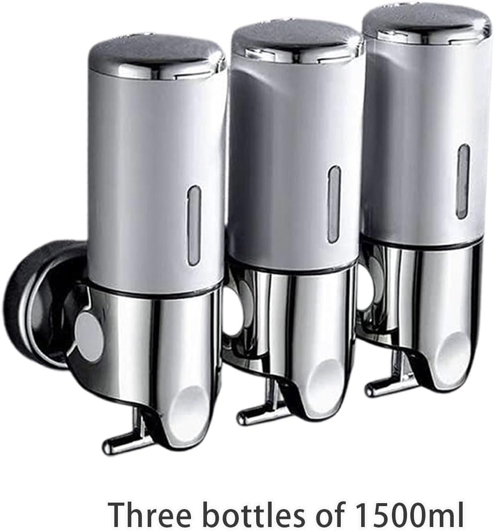 AIMALL Stainless Steel Wall-Mounted Soap Dispenser, Manual Push Lever, 500Ml/1000Ml/1500Ml for Shower Gel, Shampoo, and Hand Sanitiser in Bathroom or Hotel Use image number 5