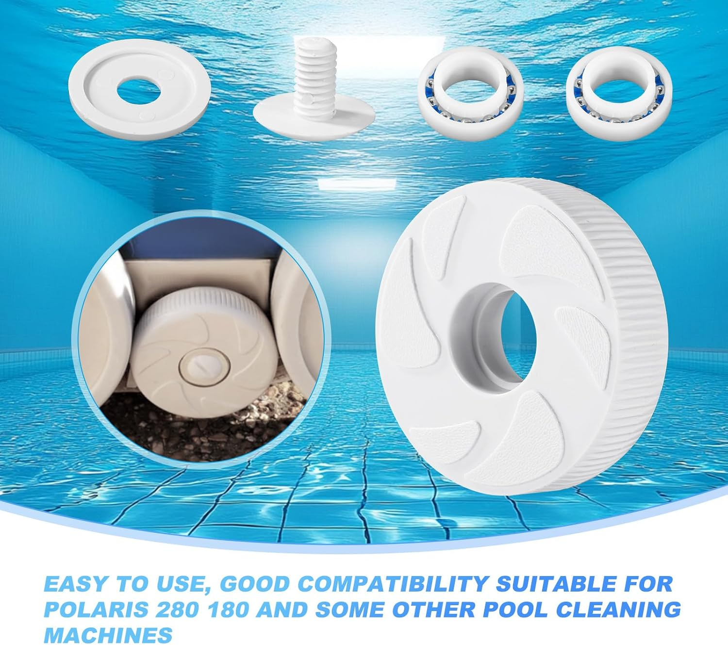 Lyreh Pool Cleaner Wheels Replacement Parts, Includes C16 Pool Cleaner Idler Wheel with Ball Bearing C60 Screw C55 and Washer C64, Large Wheel Assembly, Rebuild Kit for Polaris 180/280 image number 6