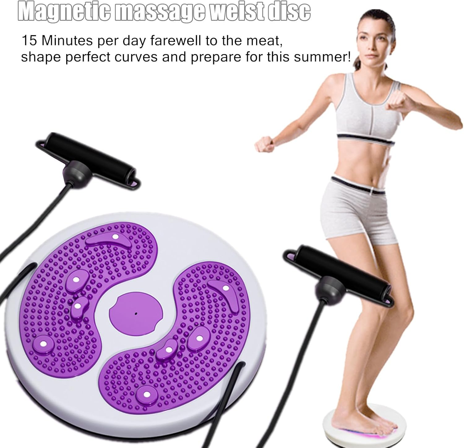 Waist Twisting Disc, Waist Whisper with Resistance Bands and Foot Massage, Body Shaping Waist Whisper Twisting Disc Board, Waist Trainer Machine for Exercise and Toning Workout Decoration (C) image number 3