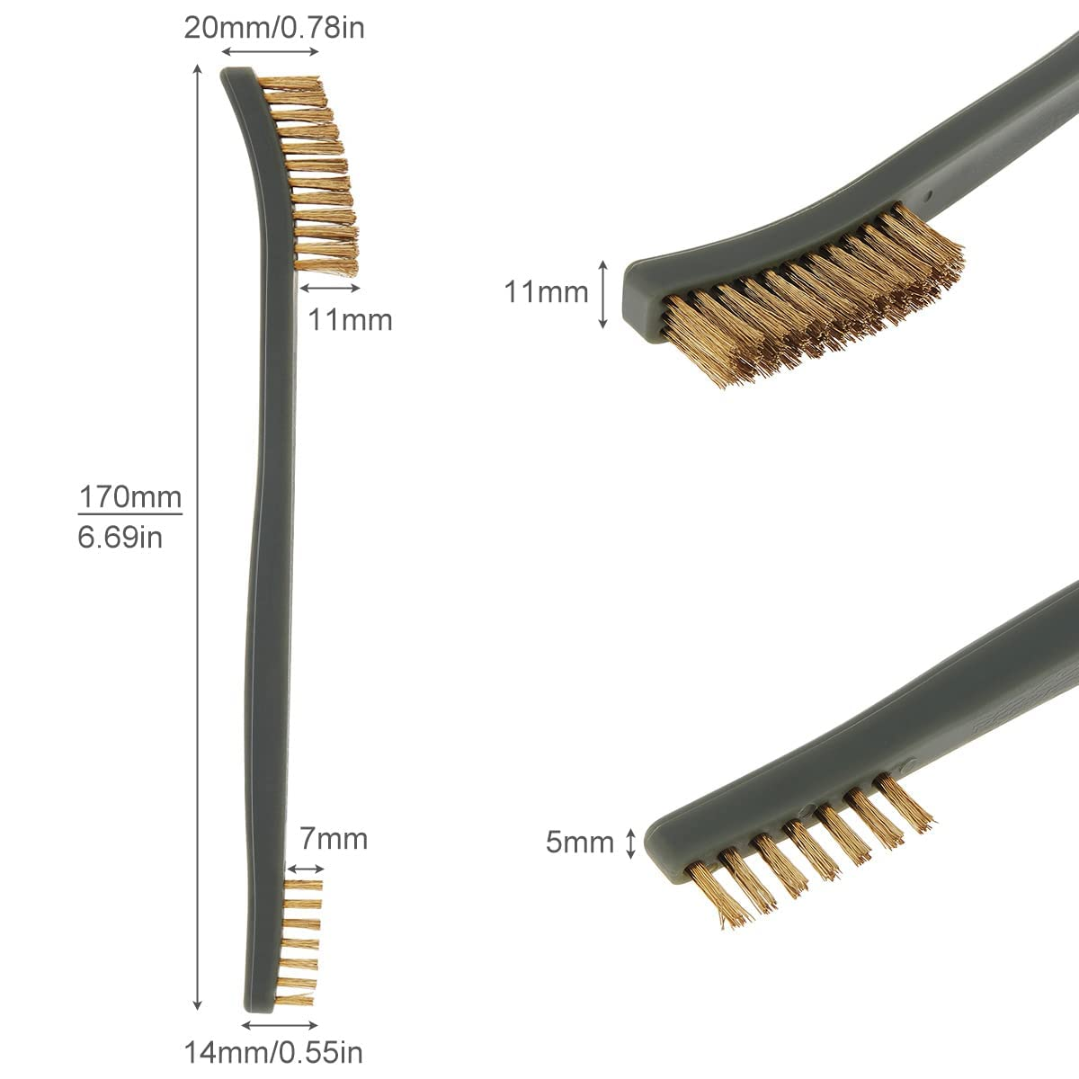 Origlam 【Best Deals for Christmas】 3Pcs Mini Wire Brush Set Rust Paint Metal Cleaner Cleaning Welding Slag and Rust Handy Steel/Nylon/Brass Brush Set Suitable for Cleaning Paint/Rust/Dirt image number 6