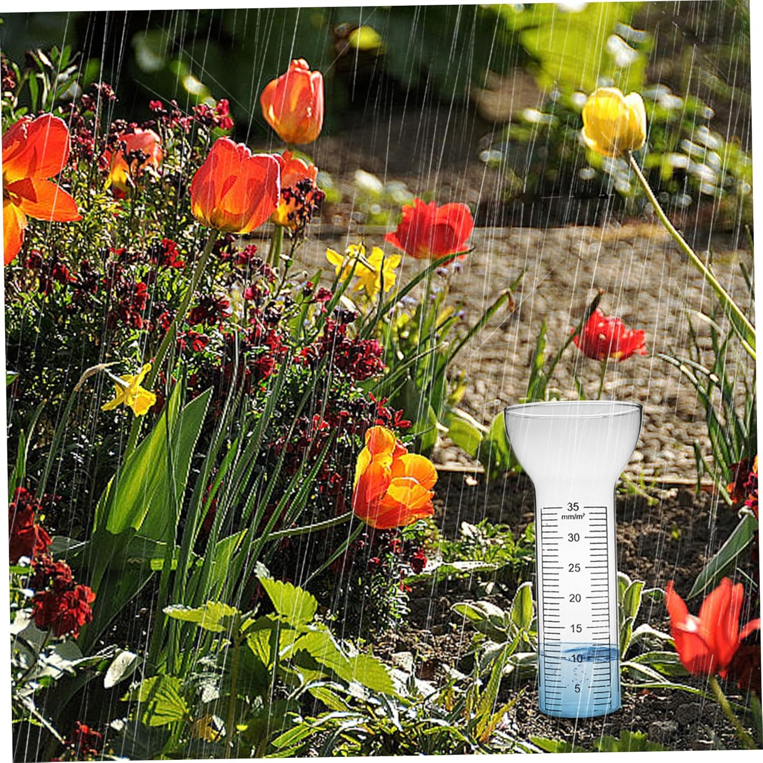 Rain Gauge Replacement Tube 2Pcs Freeze Proof Glass Rain Gauge Tube with Clear Marks Funnel-Shaped Open Rain Gauges for Yard Garden Water Gauge for Garden image number 2