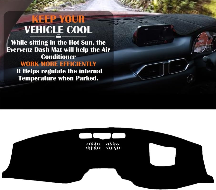 Evervenz Dash Mat for Mazda CX-5 2017 2018 2019 2020 2021 2022 2023 CX 5 CX5 2017-Onward Microfiber Leather Dashmat07 image number 3