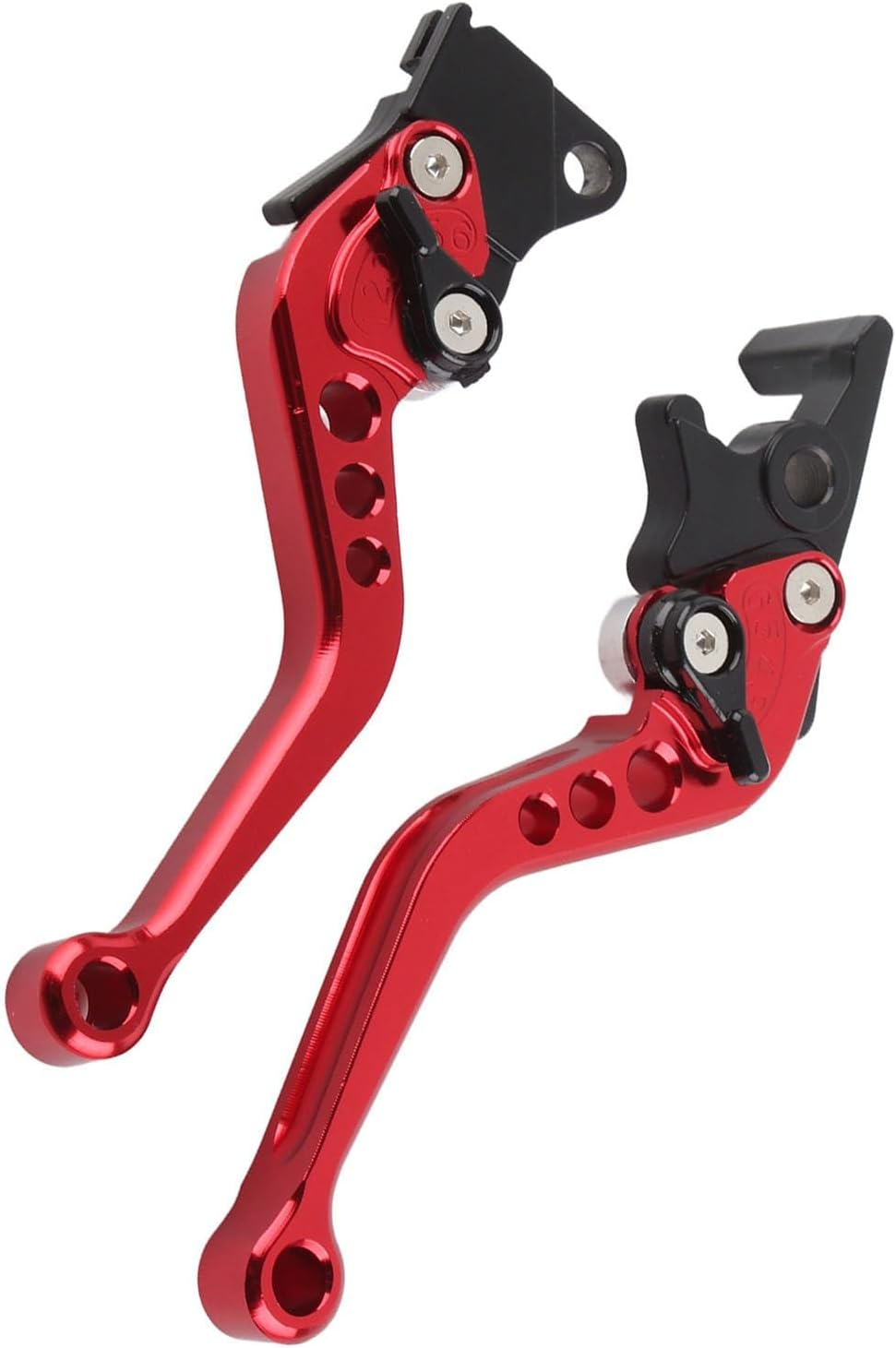 Aluminum Motorcycle Clutch Drum Brake Lever Handle, Pair (Red) - Red image number 5