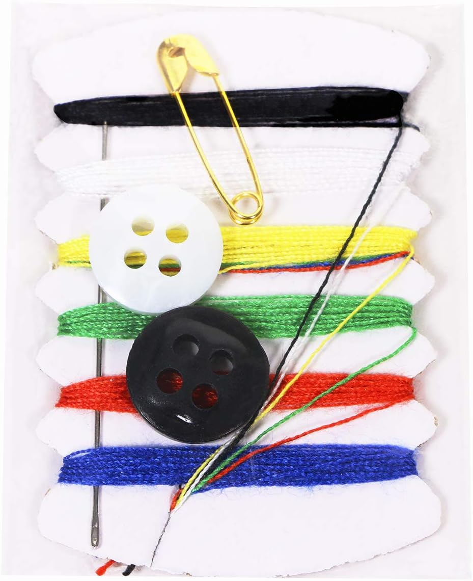 Shapenty Small Simple Handy Travel Sewing Kits Thread Repair Emergency Kit with with Needles, Threads, Button, Safety Pin for Gift Home Hotel Amenities Necessities (10)