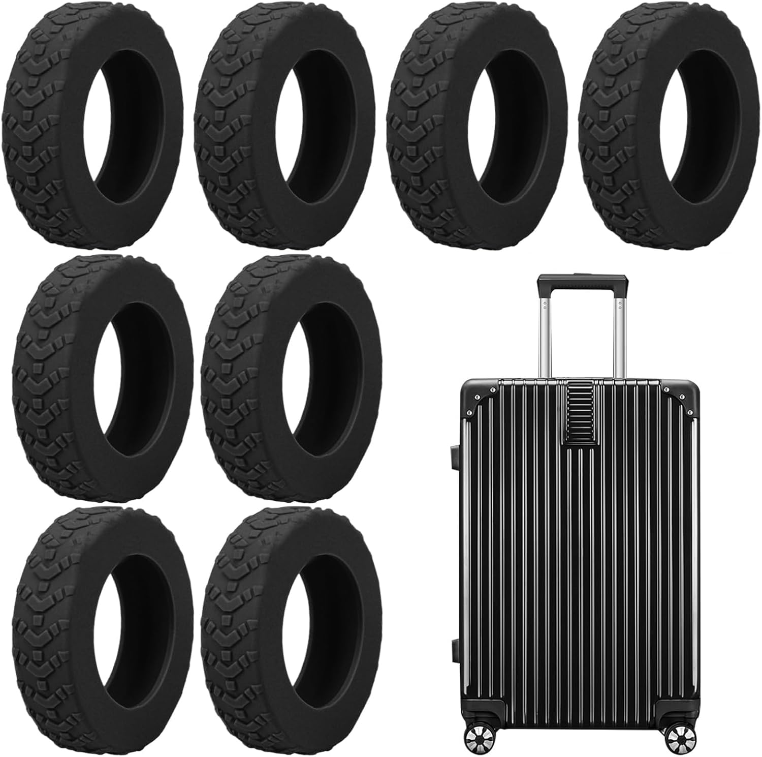 Suitcase Wheel Cover, anti Noise Wheel Covers for Luggage, Carry on Luggage Wheels Protector Cover, 8X Suitcase Wheels Protective Covers image number 4