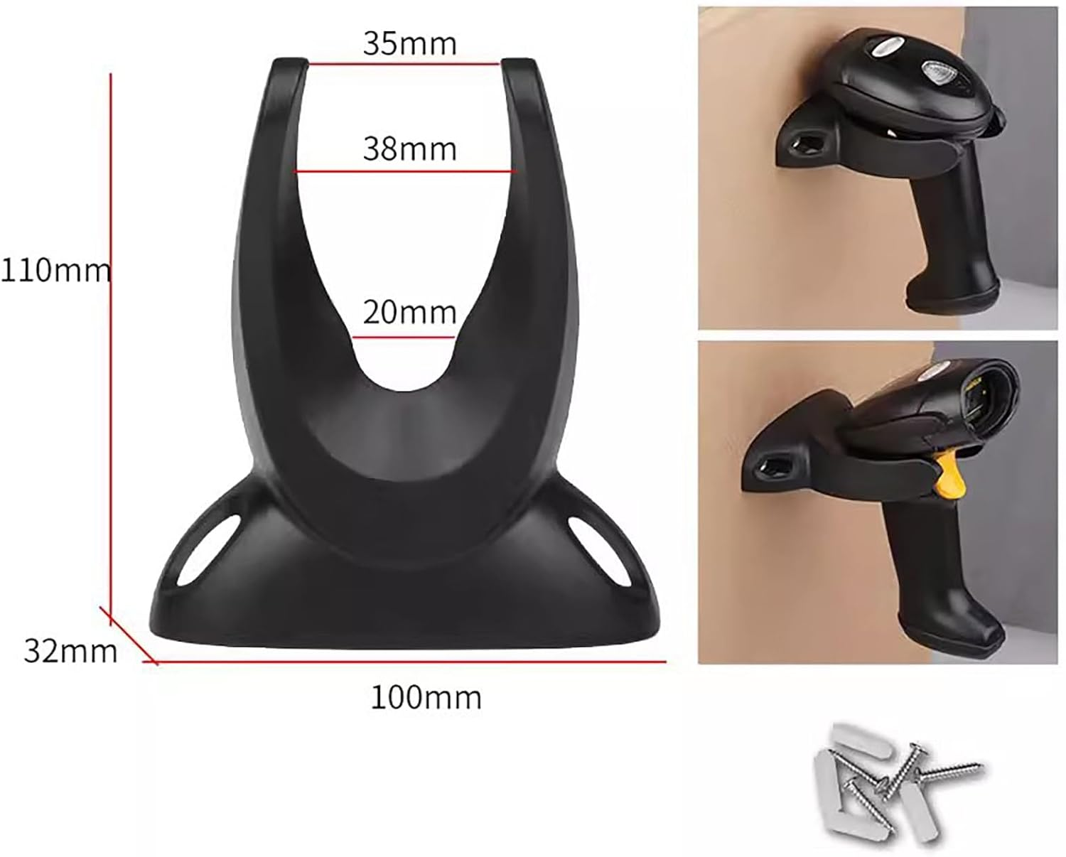 Universal Barcode Scanner Holder,Barcode Reader Bracket Wall Mount with Wall Stickers Fit for Zebra Symbol LS2208 DS2278 LI4278 Most Barcode Scanners, image number 1