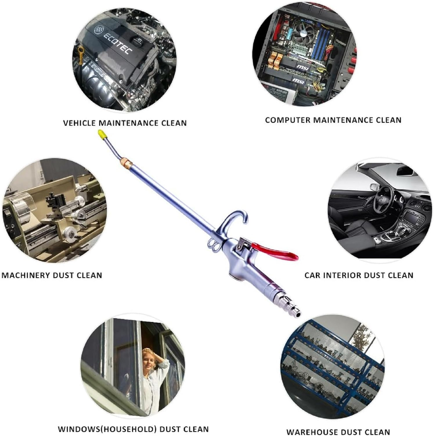 Air Blow Gun, High Volume Powerful Industrial Air Blow Gun, High Air Blower Gun with 14" - 21" Extensible Air Nozzle, Pneumatic Air Compressor Accessories Blower Tool