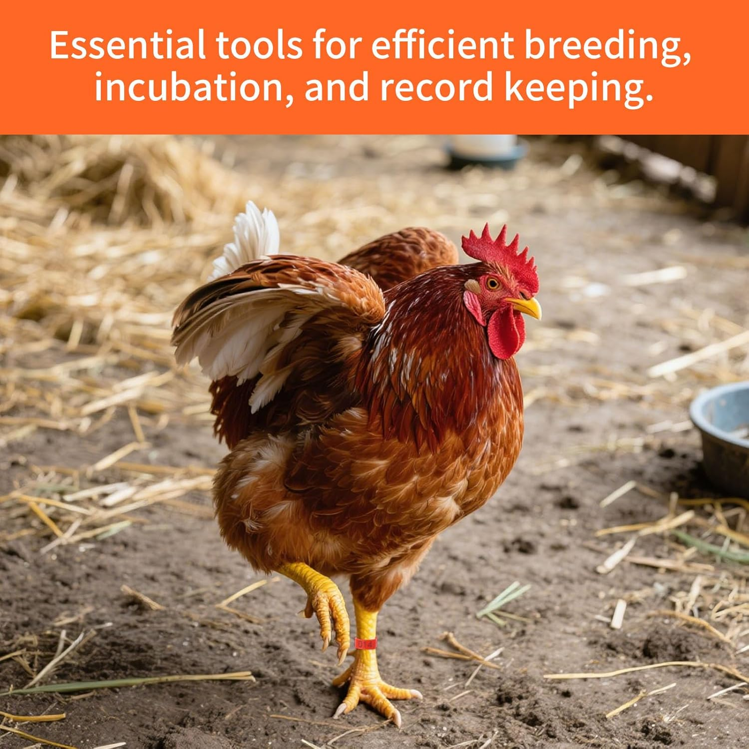 100Pcs Chicken Leg Bands, 5 Color Adjustable Poultry Leg Rings with Numbers 1-100 Chicken Identification Tag for Ducks Turkey Goose