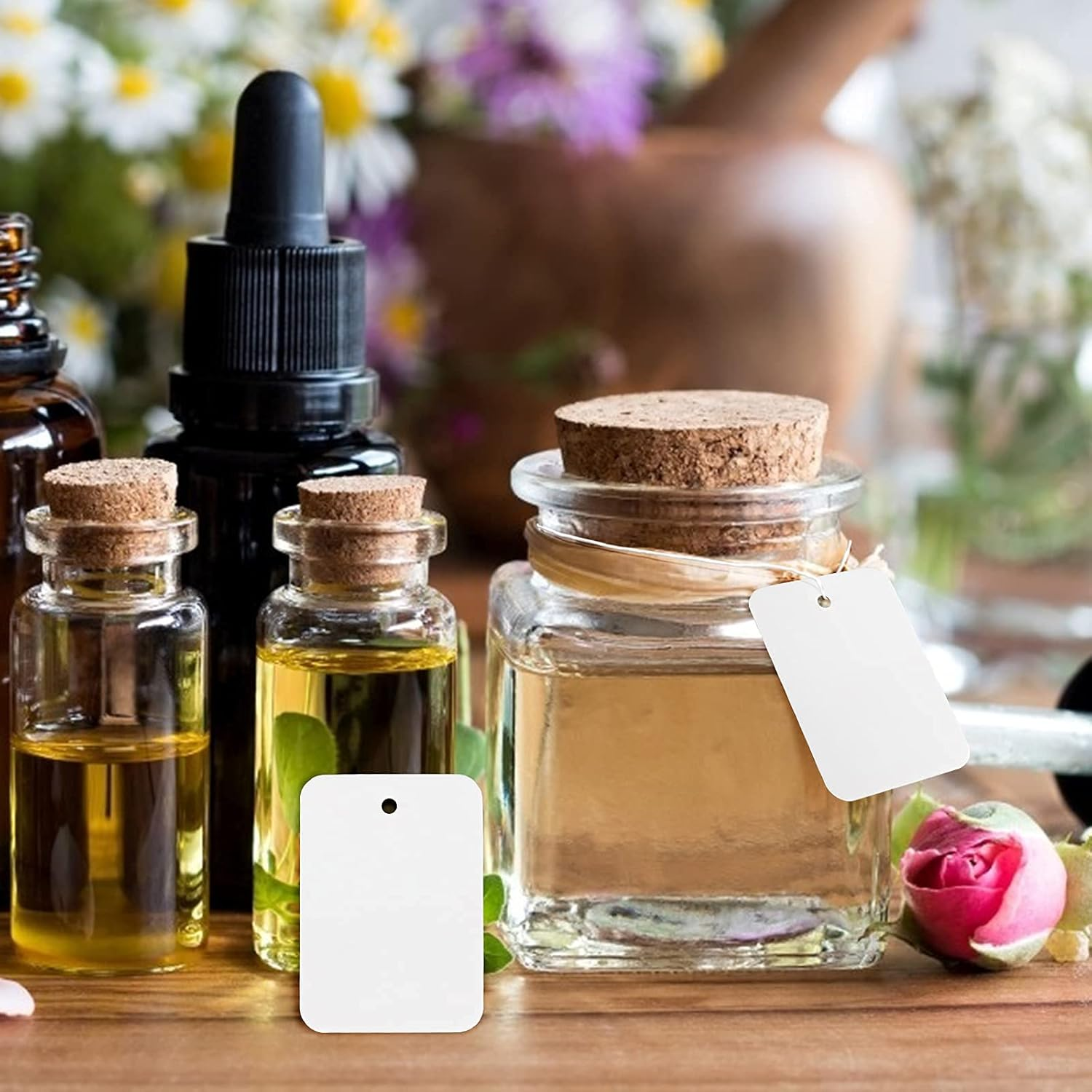 Jijacraft 1000Pcs Price Tags, White Clothing Tags for Retail, Small Kraft Paper Tags for Labeling Price, Size, Number, Writable Price Tags for Business Supplies Selling Jewlry, Clothes (1.9" X 1.4") image number 3