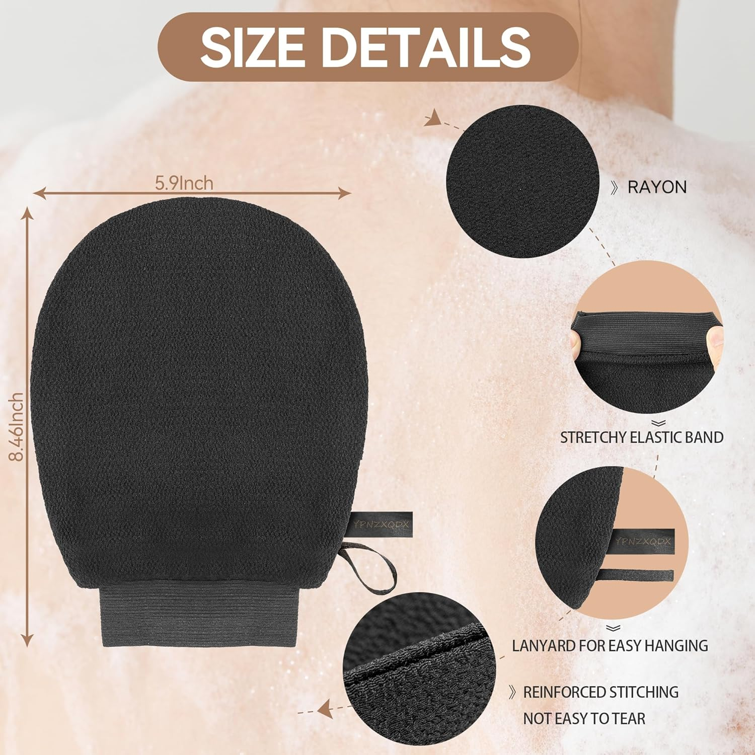 Exfoliating Mitts 2Pcs, Body Scrub Gloves for Bath or Shower, Men'S Women'S Deep Clean Exfoliating Tool to Remove Dead Skin and Dirt, Home Spa Exfoliating Gloves for Self-Tanning image number 4