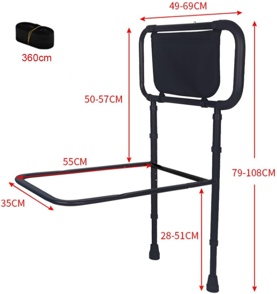 MTSDM Bed Rails for Elderly Adults Safety, Height Adjustable Bed Assist Rail for Seniors Safety Bed Handle with Leg Bedside Fall Prevent Grab Bar with Non-Slip Ergonomic Handle Foldable Send Straps image number 2