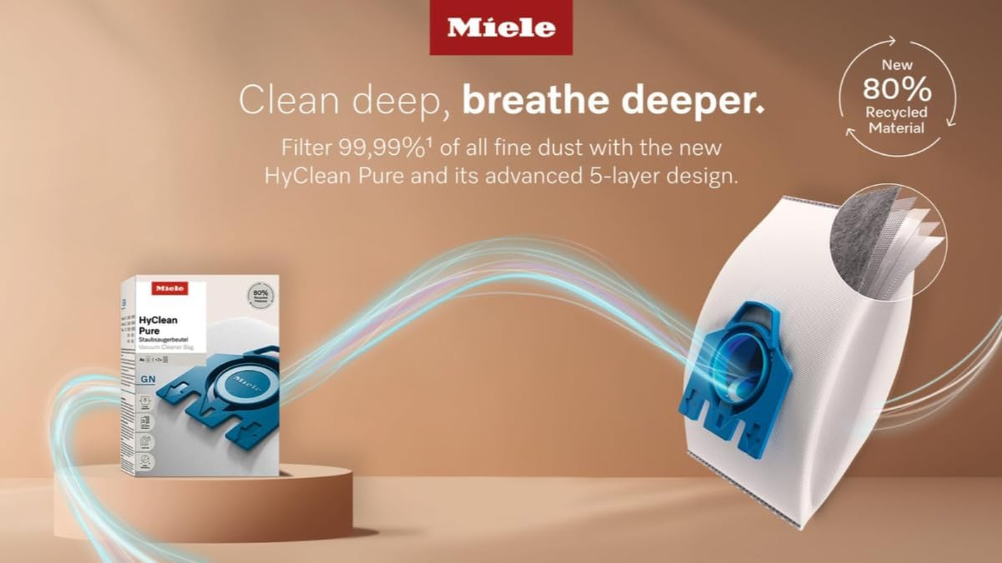 Miele GN Hyclean Pure Vacuum Cleaner Dustbags, Vacuum Bags for Complete C2/C3 and Classic C1 Vacuums, Pack of 4 image number 3
