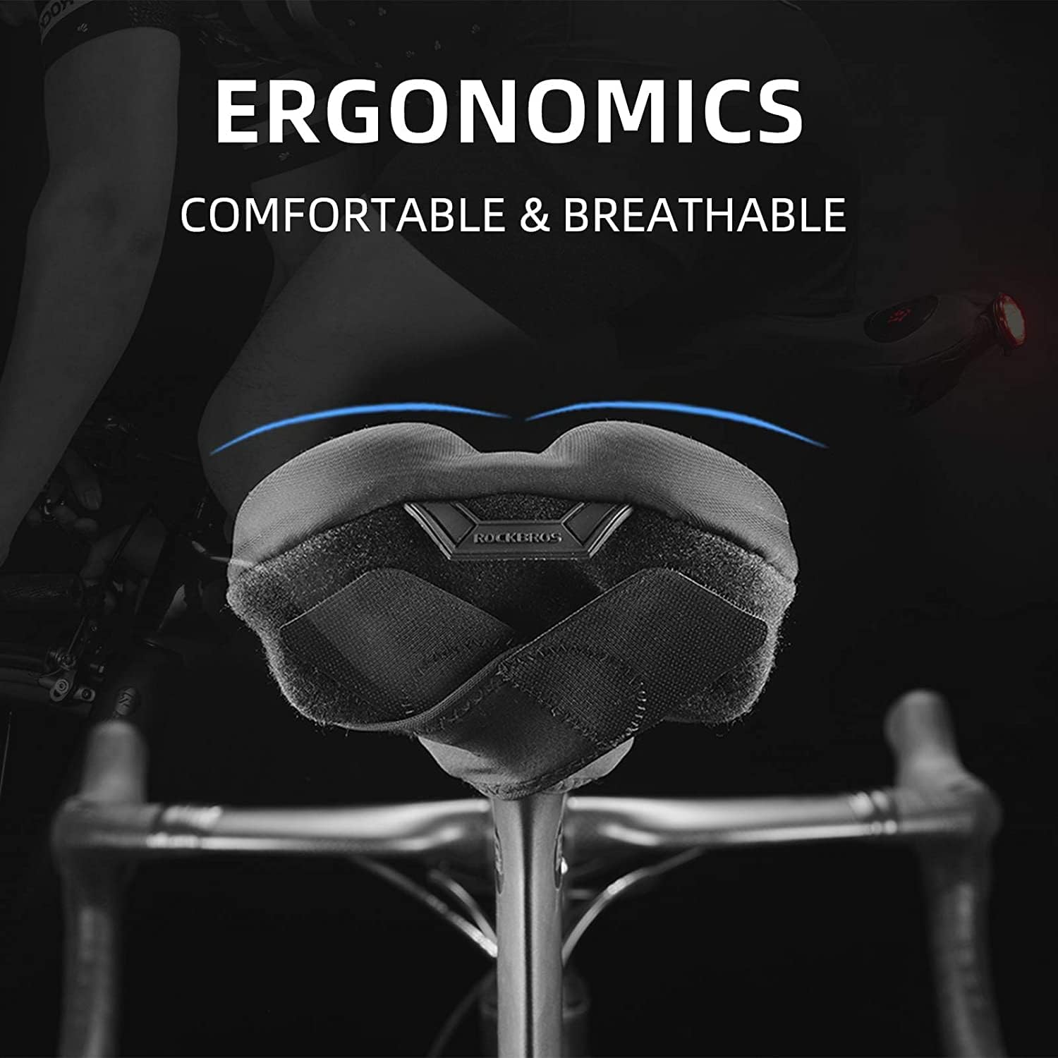 ROCKBROS Gel Seat Cushion Cover for Spin Stationary Exercise Bike, Mountain Road Cycling Saddle with Rain Cover - Red/Blue image number 5