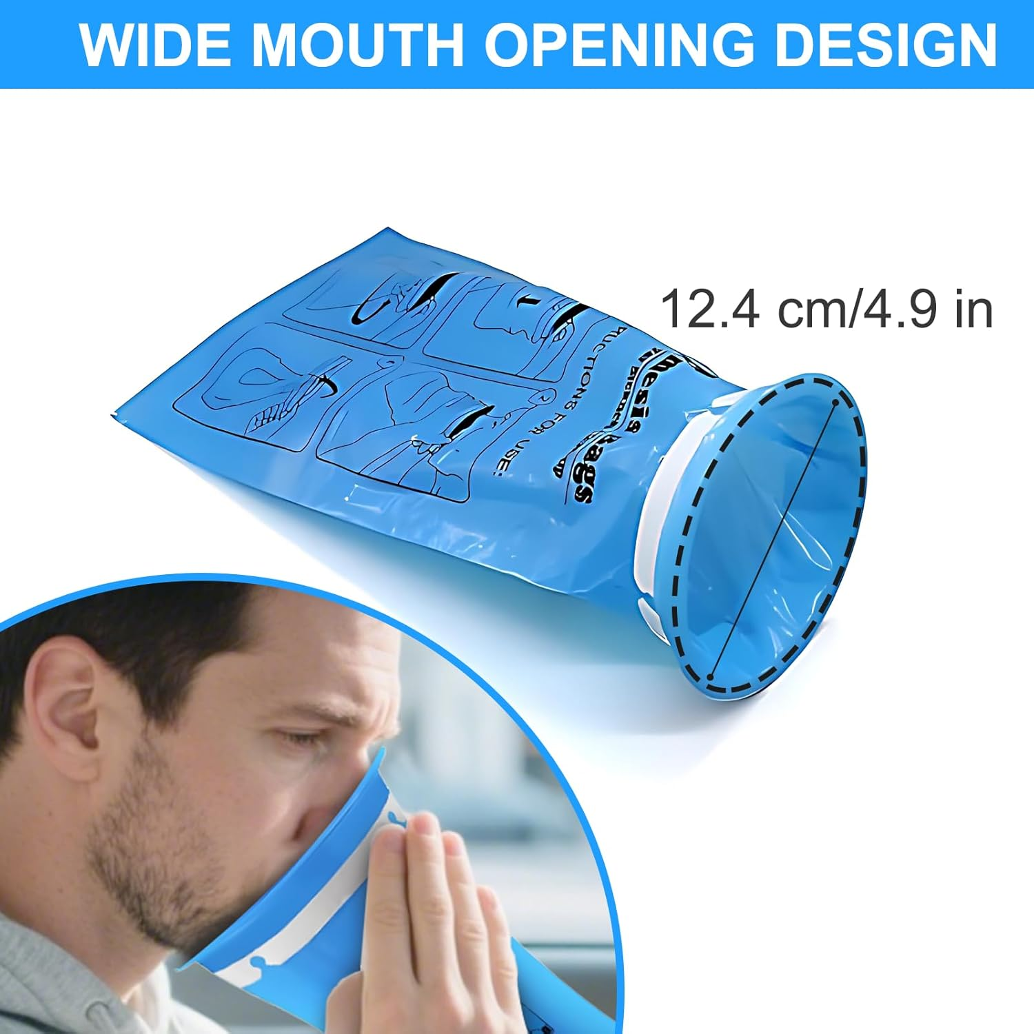 ROOBUCK 30 Pack Disposable Vomit Bags &ndash; 1000Ml Emesis Bag, Leak-Proof and Odor Control for Travel, Car, Motion Sickness, and Emergency Use image number 6
