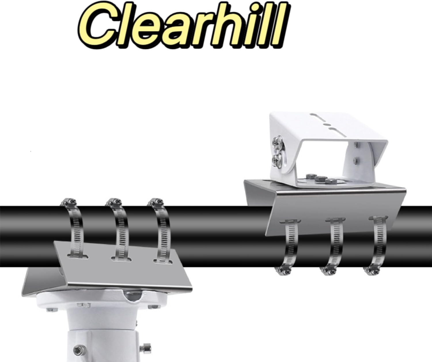 Clearhill Stainless Steel Pole Mount Bracket for Security Cameras, Vertical CCTV Camera Corner Bracket with Adjustable Straps (1) image number 5