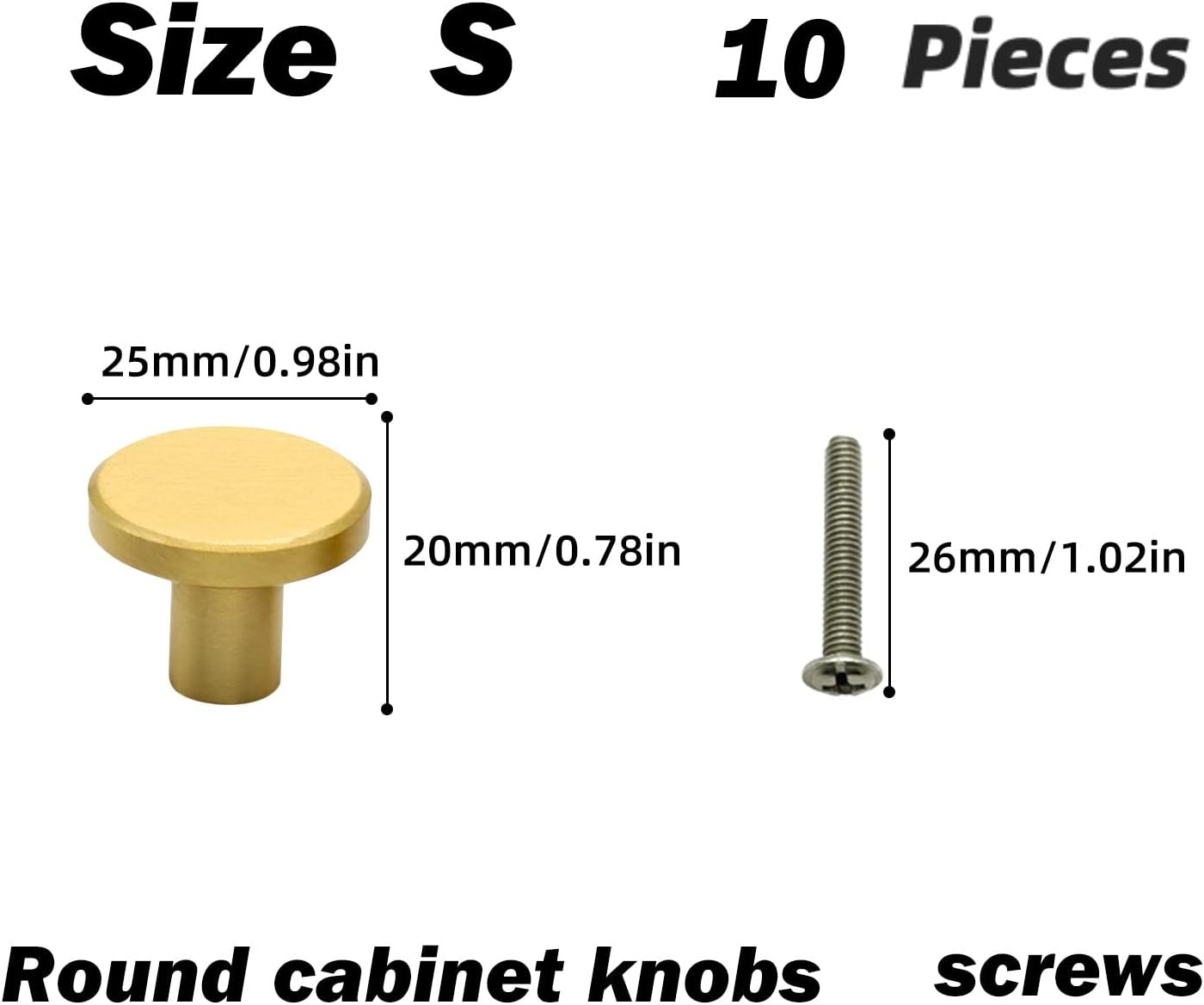 Cabinet Knobs Worthplanet 10 Pack 25 X 20Mm Brushed Brass Cabinet Knobs Gold Drawer Knobs for Dresser Drawers Kitchen Bathroom Hardware Door Knobs W200020 (S) image number 5