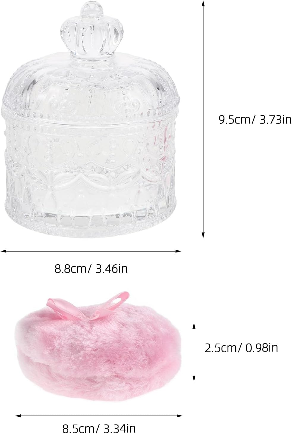 Gatuida 1 Set Soft Powder Puff and Container - 3.34" High Density Fiber Dusting Washable Reusable Powder Puff and Glass Jar for Face Makeup Pink image number 5