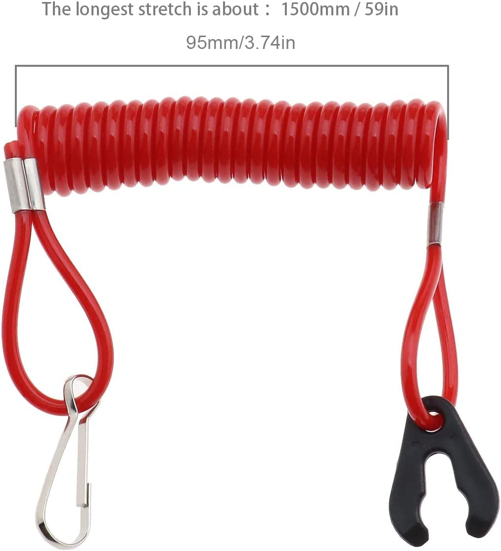 Emsea 2Pcs Outboard Motor Engine Lanyard Kill Switch Cord Safety Stop Switch Compatible with Yamaha