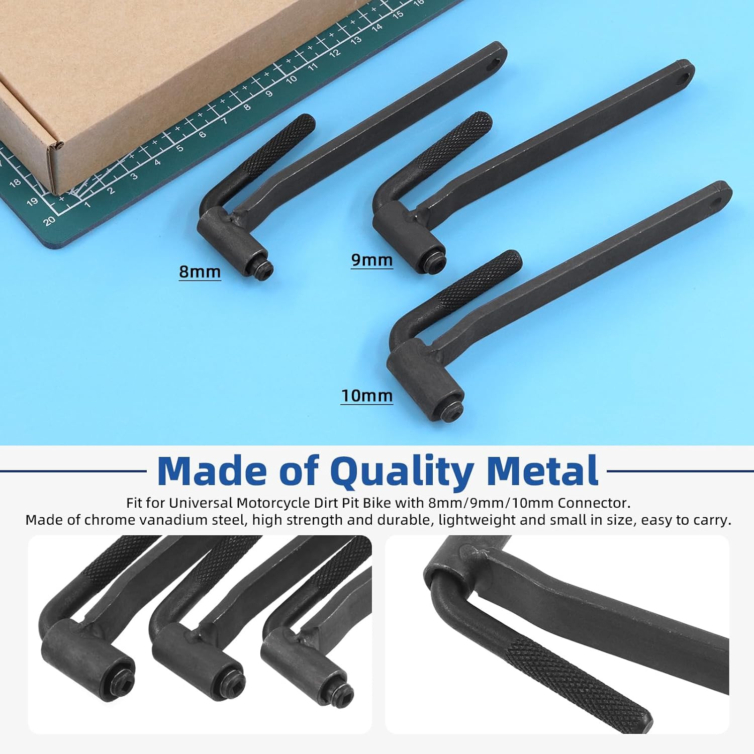 Glarks 5Pcs Motorcycle Engine Valve Screw Adjustment Tool Kit, 3Pcs 8Mm 9Mm 10Mm Engine Valve Screw Spanner Engine Valve Screw Wrench and Straight Feeler Gauge for Motor Engine Valve Screw image number 1