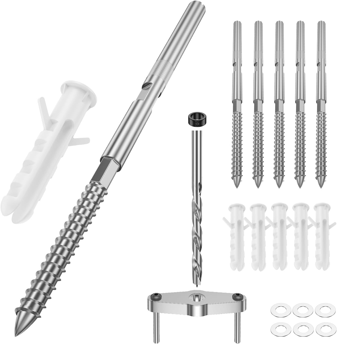 Duoduolaili Floating Shelf Hidden Support Brackets (6Pcs) and Installation Aid Steel Hardware - with Drill Guide, Floating Wood Shelf Hidden Brackets - Premium Thin Shelf Hidden Support image number 1