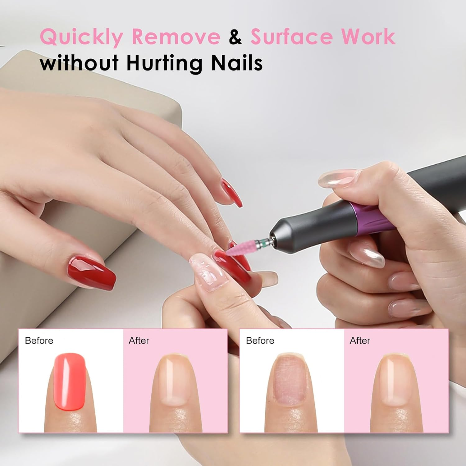 5PCS Ceramic Nail Drill Bits Set, Professional 3/32 Inch Electric Cuticle Drill Bits Nail Tech for Acrylic Gel Nails Polishing Manicure Pedicure, Efile Remover Safety Bit for Home Salon image number 1