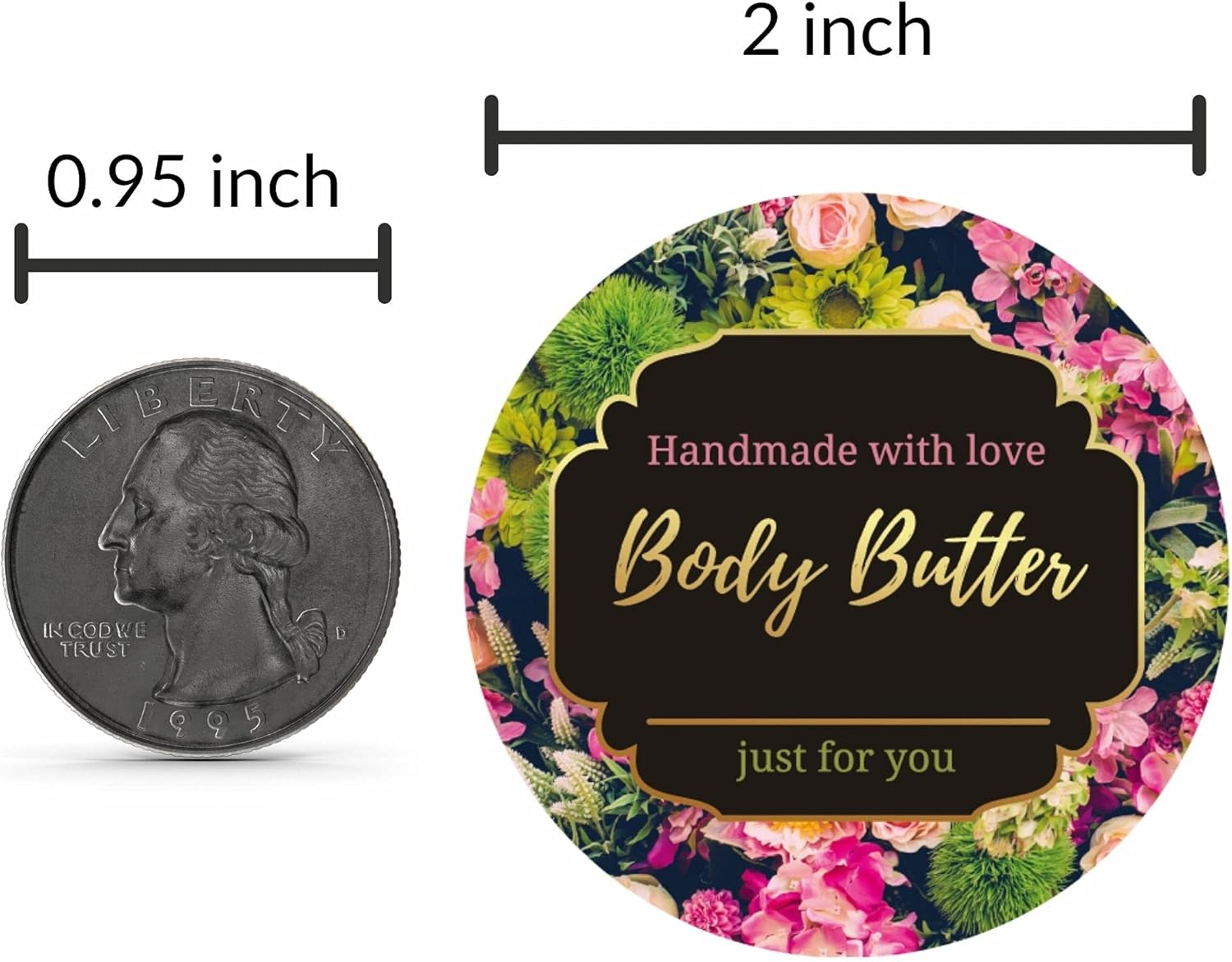 Mobiusea Creation Body Butter Labels Roll | 2 Inch | Gold Foil | 300Pcs Waterproof Labels for Beauty Jar, Body Butter Kit, Homemade Body Butter Container and Plastic Jars image number 1