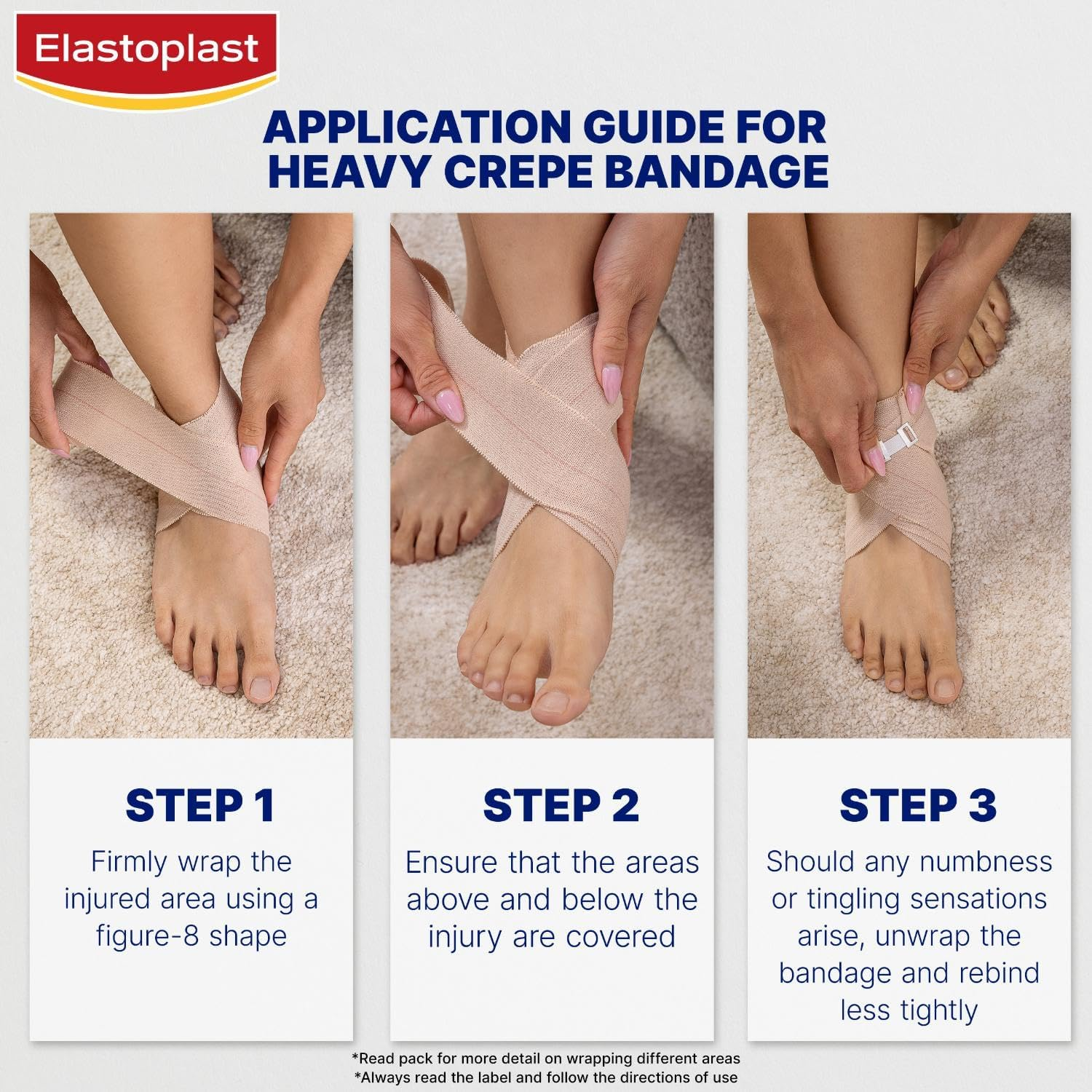 Elastoplast Crepe Bandage Heavy Weight - Unstretched 7.5Cm X 2.3M (1 Roll) | Moderate Compression | Supports Strains & Sprains | Helps Reduce Swelling | Ideal for Ankle, Wrist, Hand & Elbow Strapping image number 1