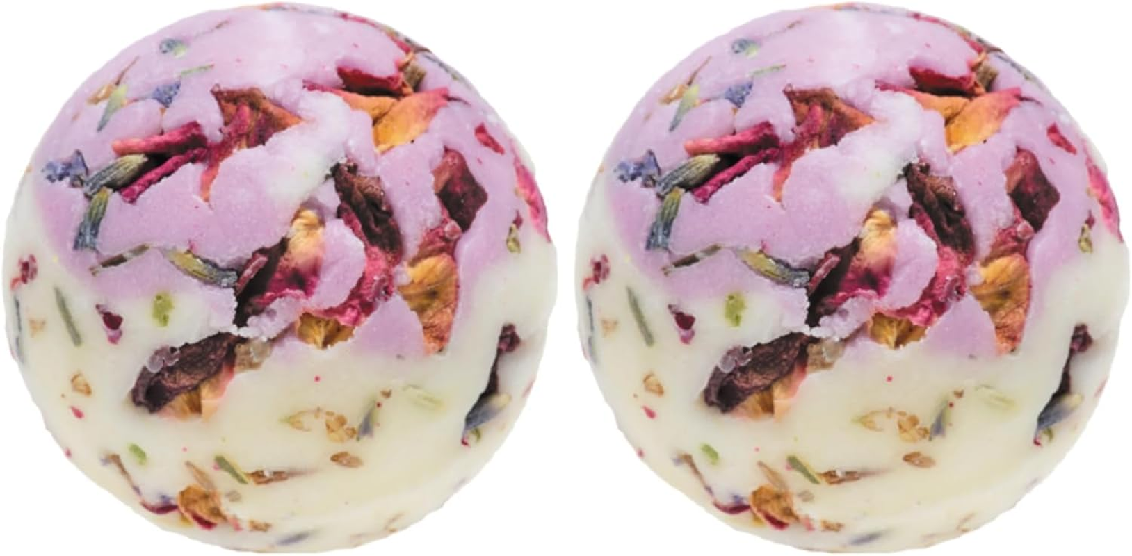 Bomb Cosmetics Flower Power Scented Creamer Body Fragrance Bath Salt, 30G Floral Bath Fizzer with Rose and Lavender Oils, Shea and Cocoa Butter Enriched, Hydrating and Soothing