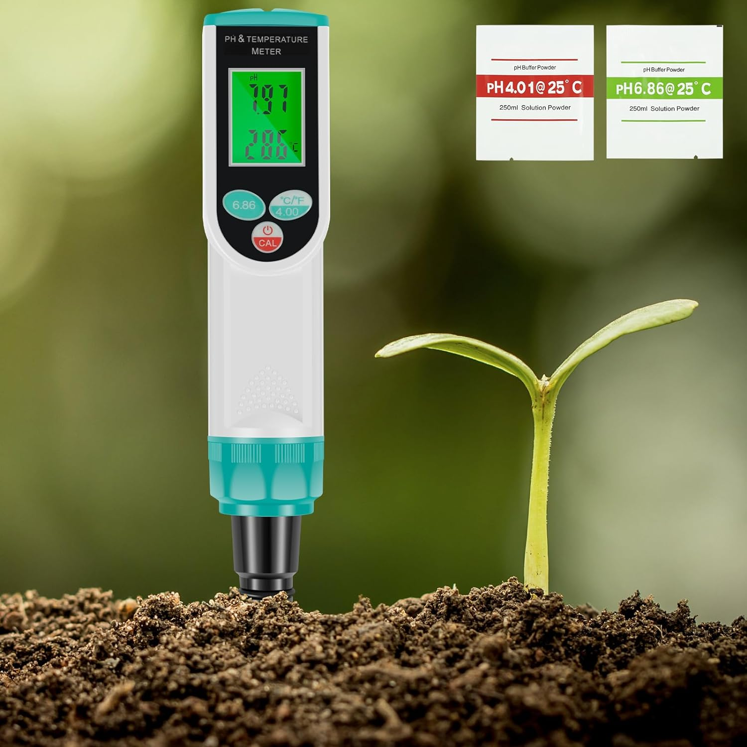 [-] Food Ph Meter Dual Probe Digital Soil Ph Tester Automatic Temperature Compensation High Precision Electric Food Thermometer for Sourdough Bread Canning Cheese [-](Black)