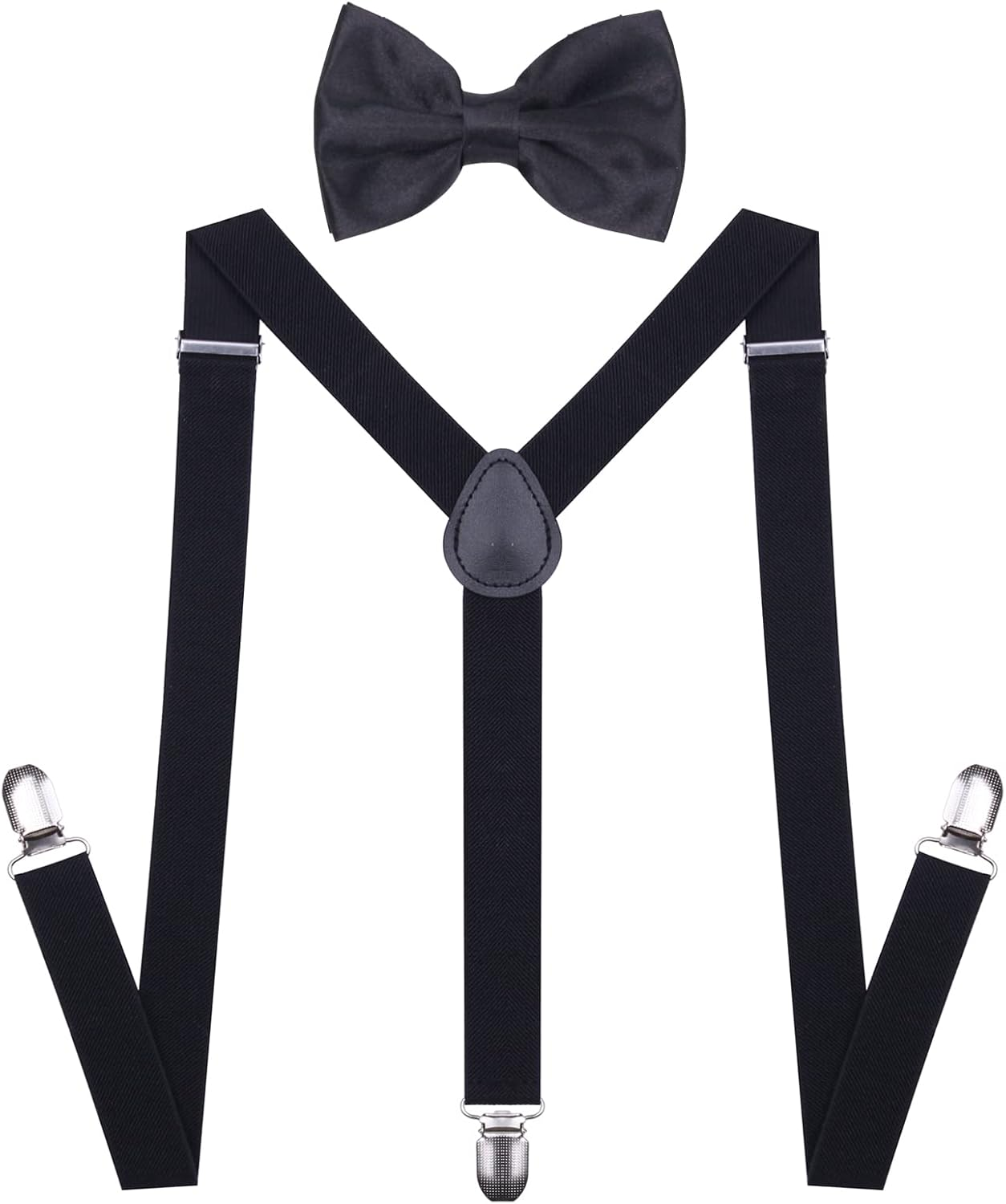 Chiyu-Yang Suspenders Bow Tie for Men and Women - Adjustable Tall Stature Elastic Y Back Style with Strong Metal Clips