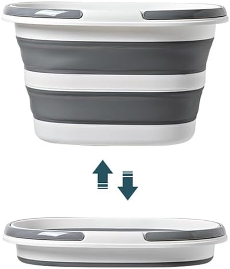Foldable Bucket 16L/28L with Handle Cleaning Bucket Foldable for Camping, Fishing, Cleaning, Car Washing, Soft Large Capacity Lightweight Stylish (Grey, 16L &times; 2) image number 7