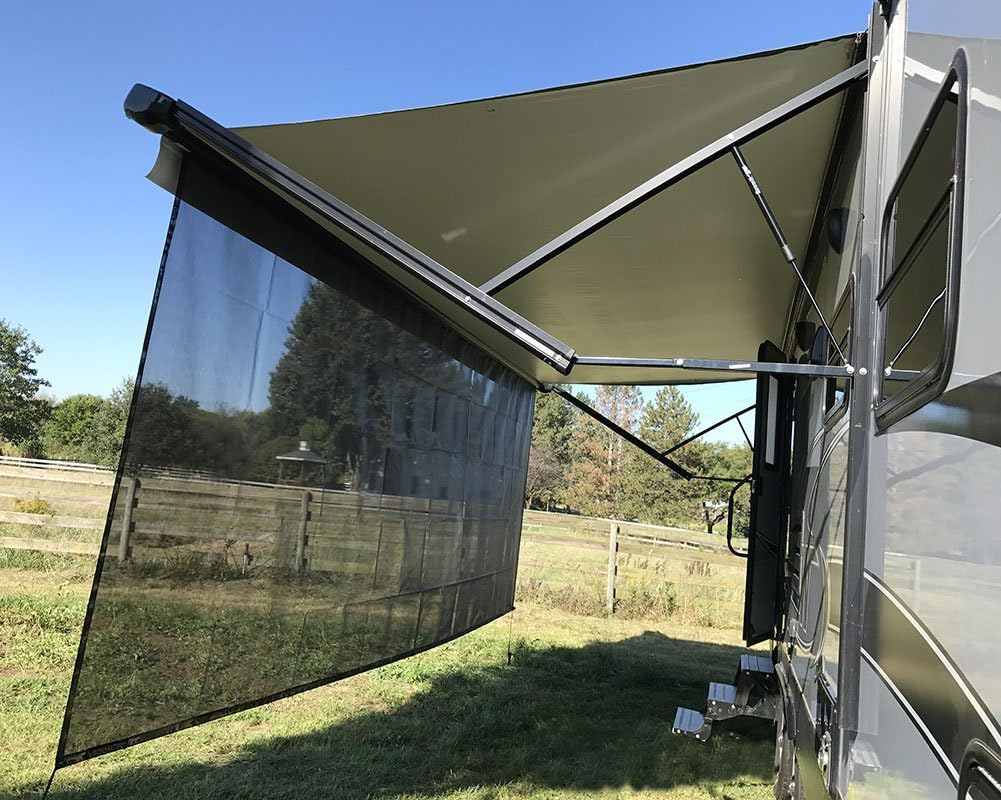 Tentproinc RV Awning Sun Shade 8'X15'3'' Black Mesh Screen Sunshade UV Blocker Complete Kits image number 5