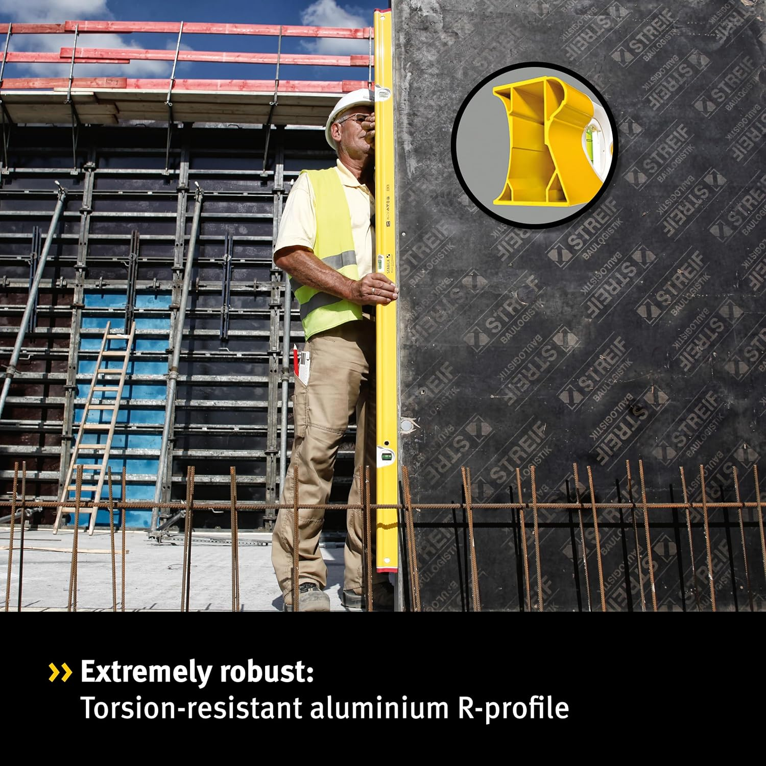 Stabila 18371 R-TYPE 60Cm Spirit Level, Yellow/Black image number 1