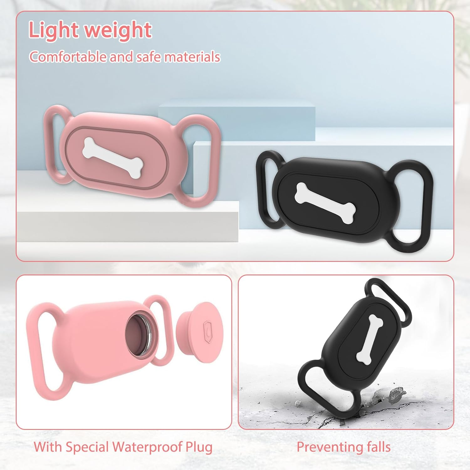 2 X Cat GPS Tracker Collar Compatible with Samsung Galaxy Smarttag 2, GPS Cat Collar Smart Tag 2 Case, Dog Tag Silicone Smart Tag 2 Case, Waterproof, for Children, Dogs, Cats (Bone Style) image number 3