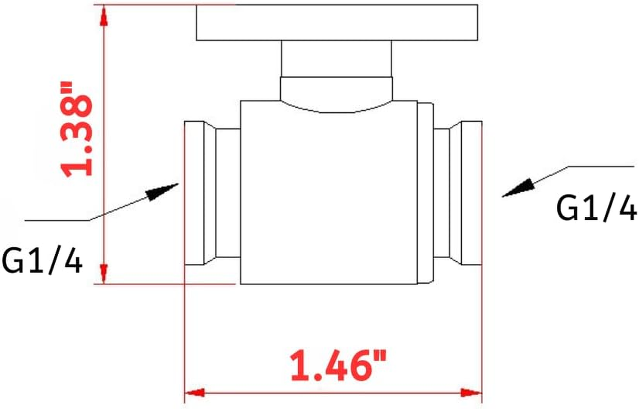 Dracaena.Io G1/4'' Internal Thread Water Cooling Valve, Brass Body Valve with Aluminium Handle, Pumping Fittings for PC, Shut off Valve with Full Water Flow, (Black, 2)