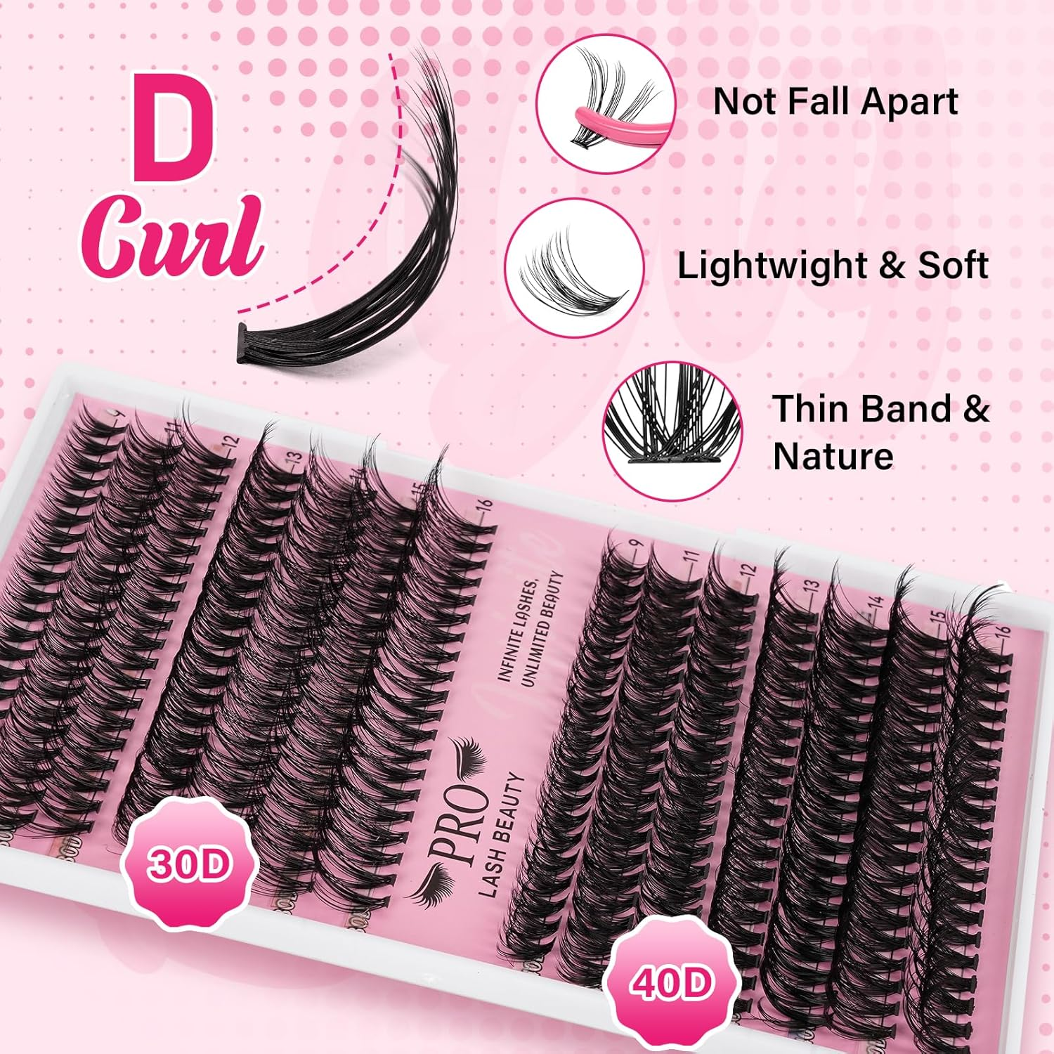 DIY Lash Extension Kit 280 Pcs Cluster Lashes Lash Clusters Kit 30D+40D with Lash Bond and Seal Waterproof Lash Applicator Individual Lashes Apply at Home Easy(30D+40D-9-16Mix Kit)