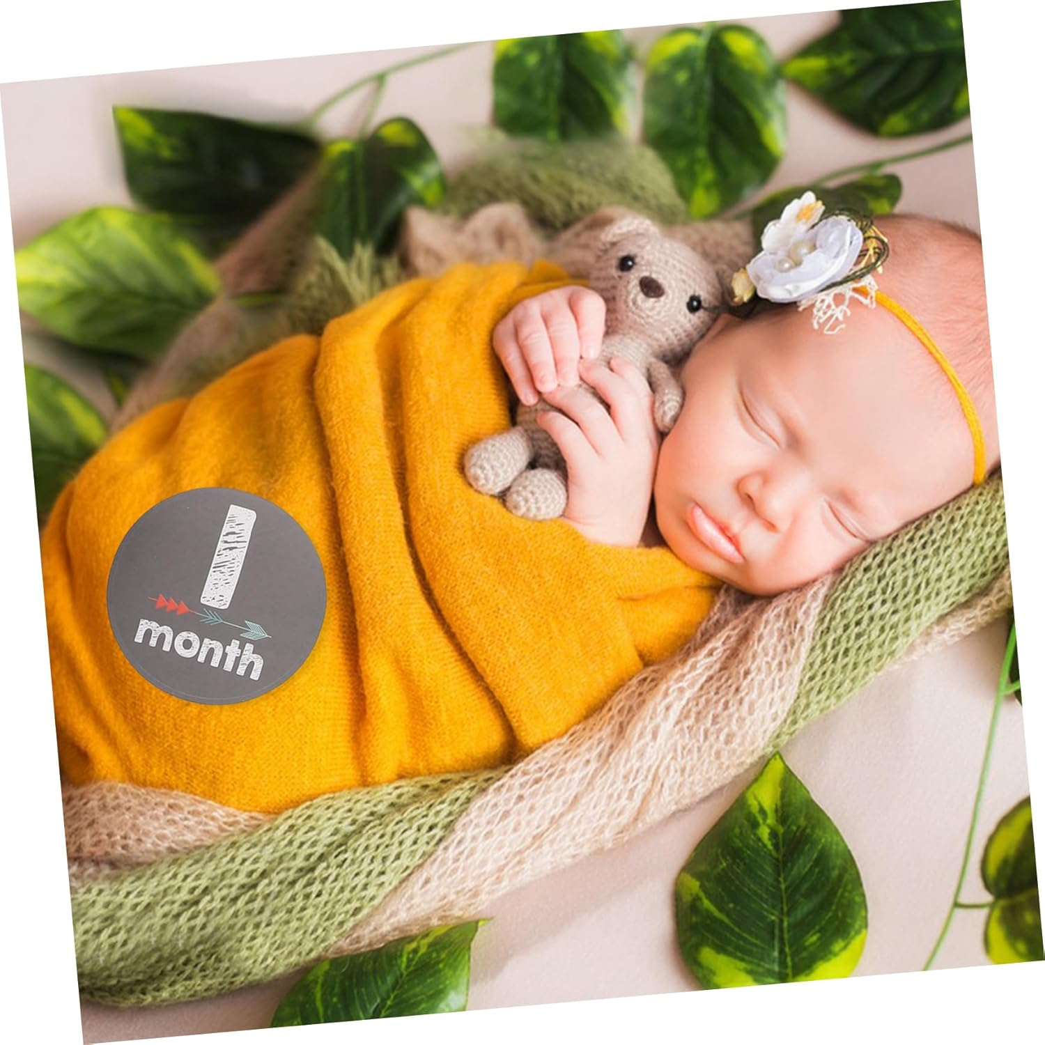 1Set Milestone Stickers for Monthly Growth Tracking Newborn Photo Props Durable Easy Clean Adhesive Stickers Showers and Announcements image number 3