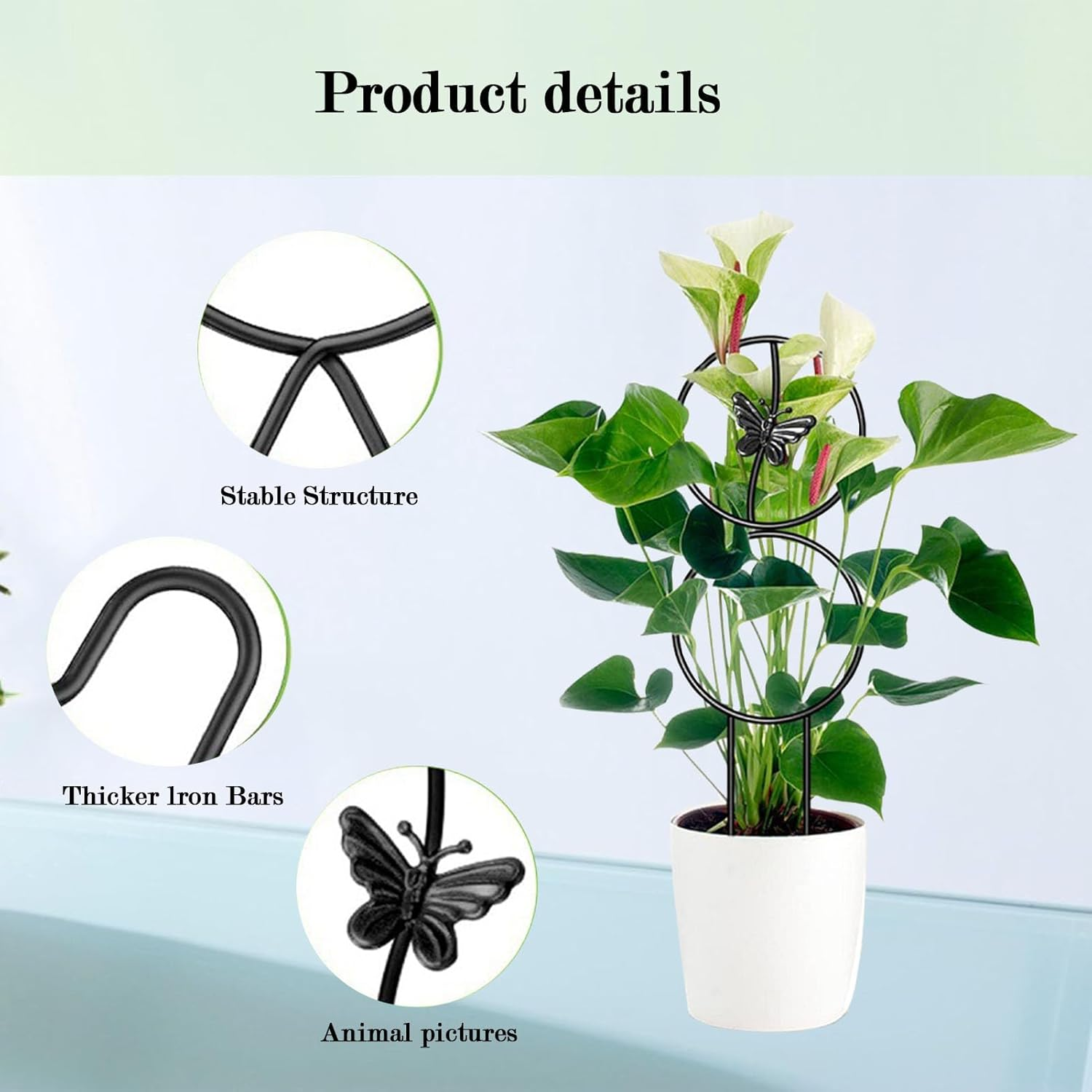 Plant Trellis,8Pcs Plant Support,13.5Inch Small Metal Trellis for Climbing Plants Outdoor with Different Patterns for Vine Ivy Flower Plants Support