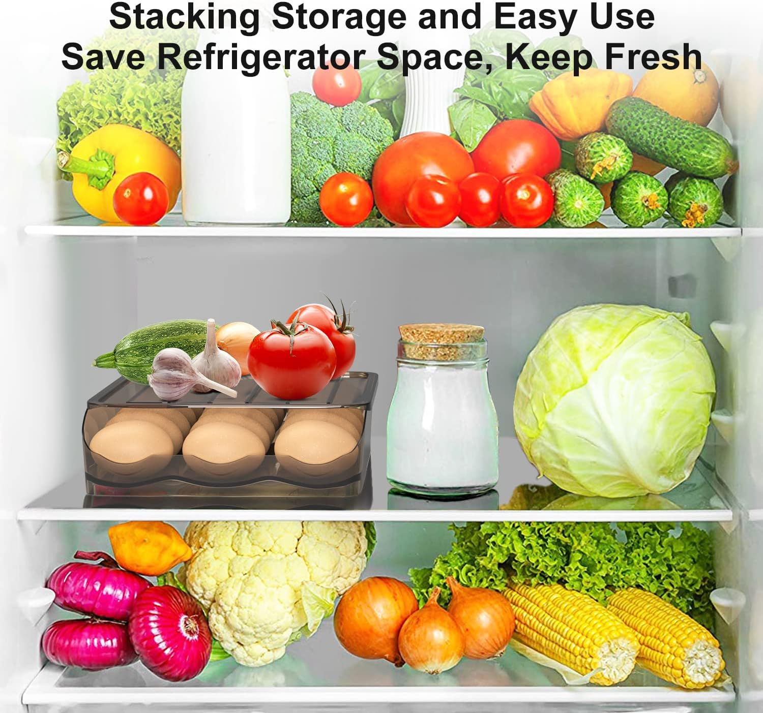 Siewl Automatic Rolling 18 Egg Fresh Storage Box for Fridge, Brown, 1 Layer, Practical, Egg Tray image number 1