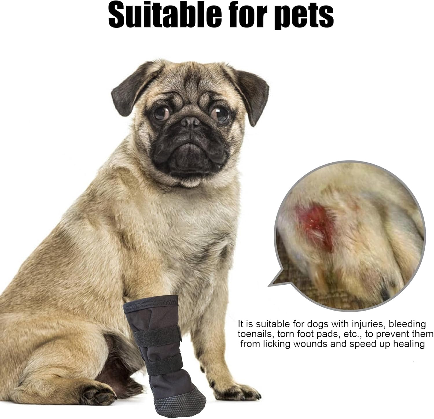 Valicaer Dog Paw Protectors,Dog Leg Wound Cover Waterproof with Non-Slip Sole - Leg Wound Cover Recovery Boot, Adjustable Breathable Feet Covers for All Breeds (S)