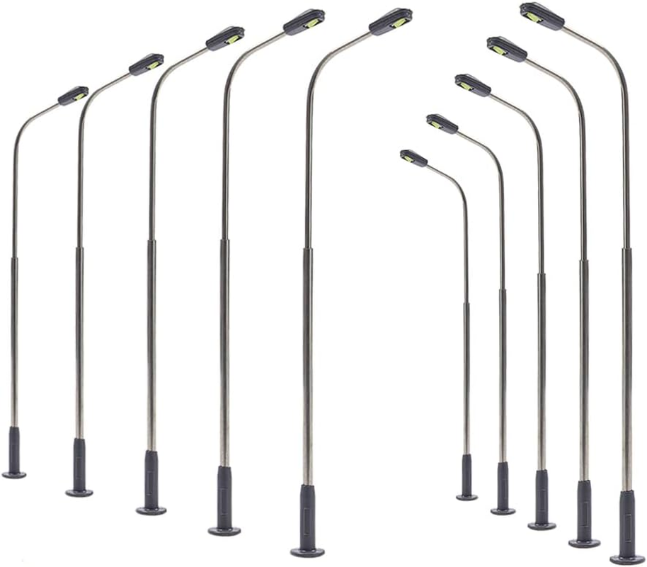10Pcs Model Railway Train Lamp Post Street Warm White Lights HO TT Scale Leds New LQS07WM