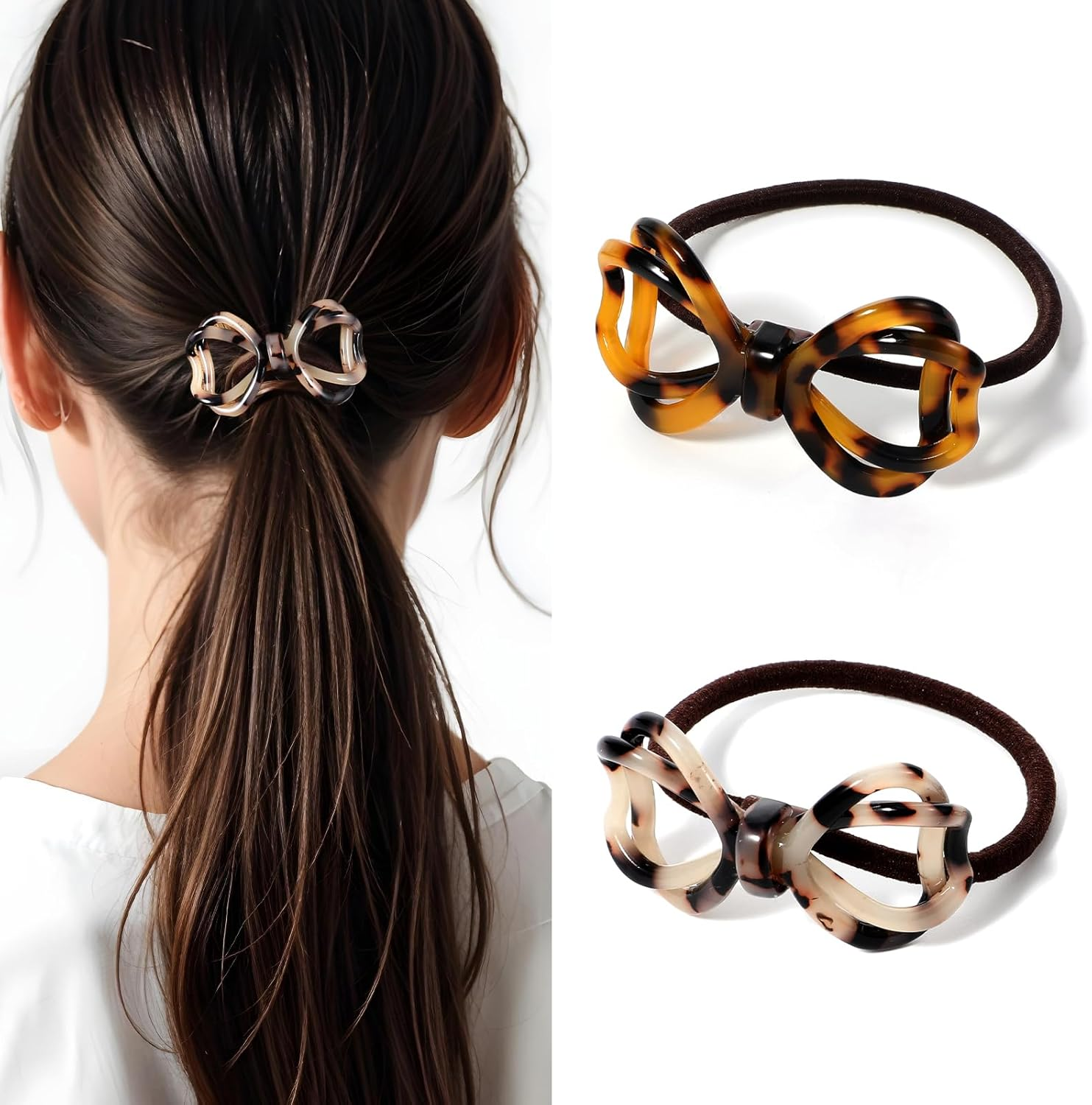 Pack of 2 Women'S Hippie Headbands, Elastic Braided Headbands, Boho Bow Tie Hair Bands, Braided Hair Bands for Girls and Women (Curry/Beige) image number 4