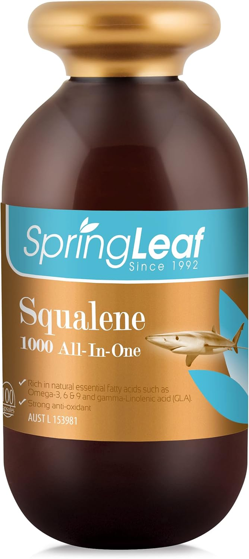 Spring Leaf Squalene 1000 All-In-1 365Cap - Rich in Omega 3,6,9 & GLA - High in Antioxidant for Hair & Skin - Support Heart and Cardiovascular Health
