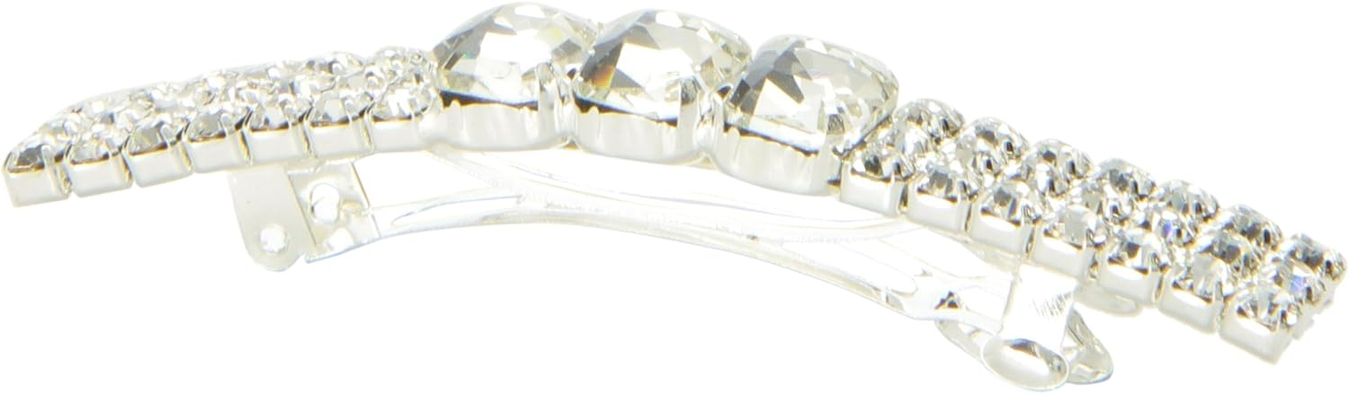 Caravan Automatic Barrette Decorated with Triple Octagon Crystal Clear Rhinestones image number 2