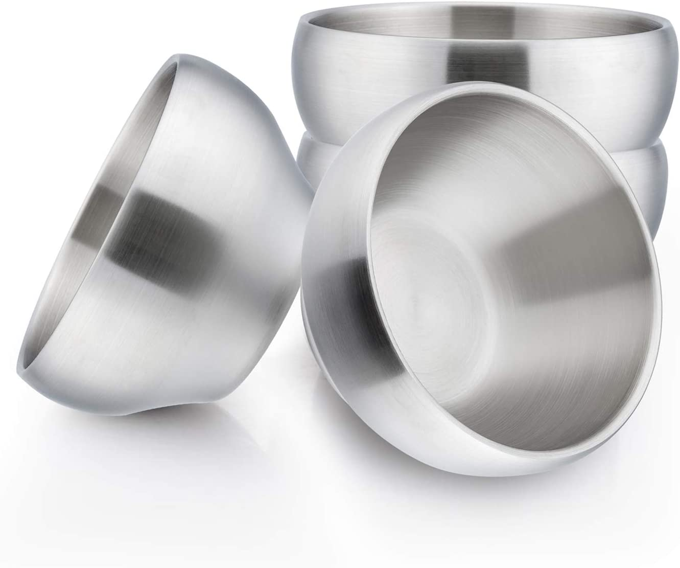 Haware Heavy 18/8(304) Stainless Steel Bowls(Double Walled), 12 Oz Kids Toddlers Feeding/Soup/Snacks Bowls, Unbreakable and Dishwasher Safe(4 Pack) image number 3