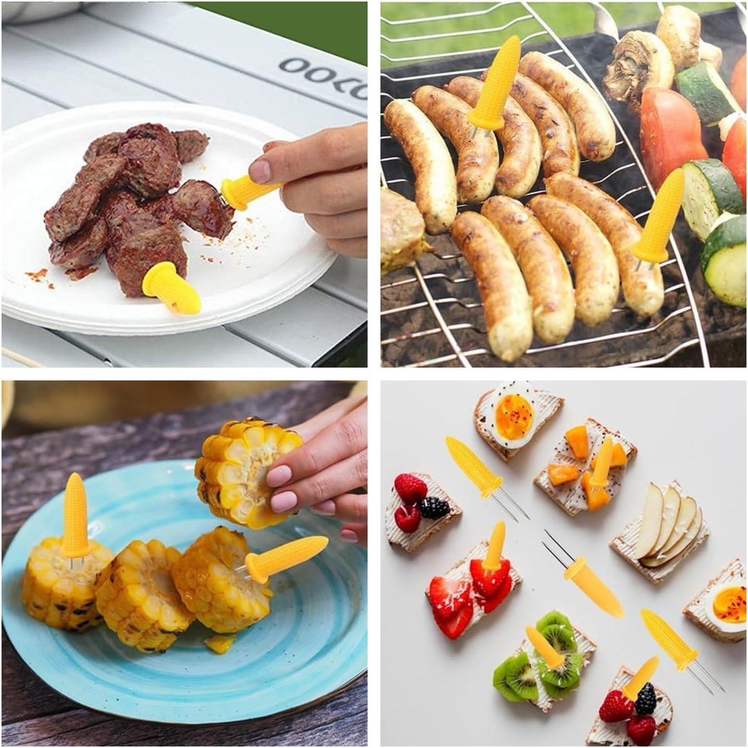 Stainless Steel Corn Holders with Storage Box, 20Pcs Corn on the Cob Holders BBQ Fork Skewers image number 6