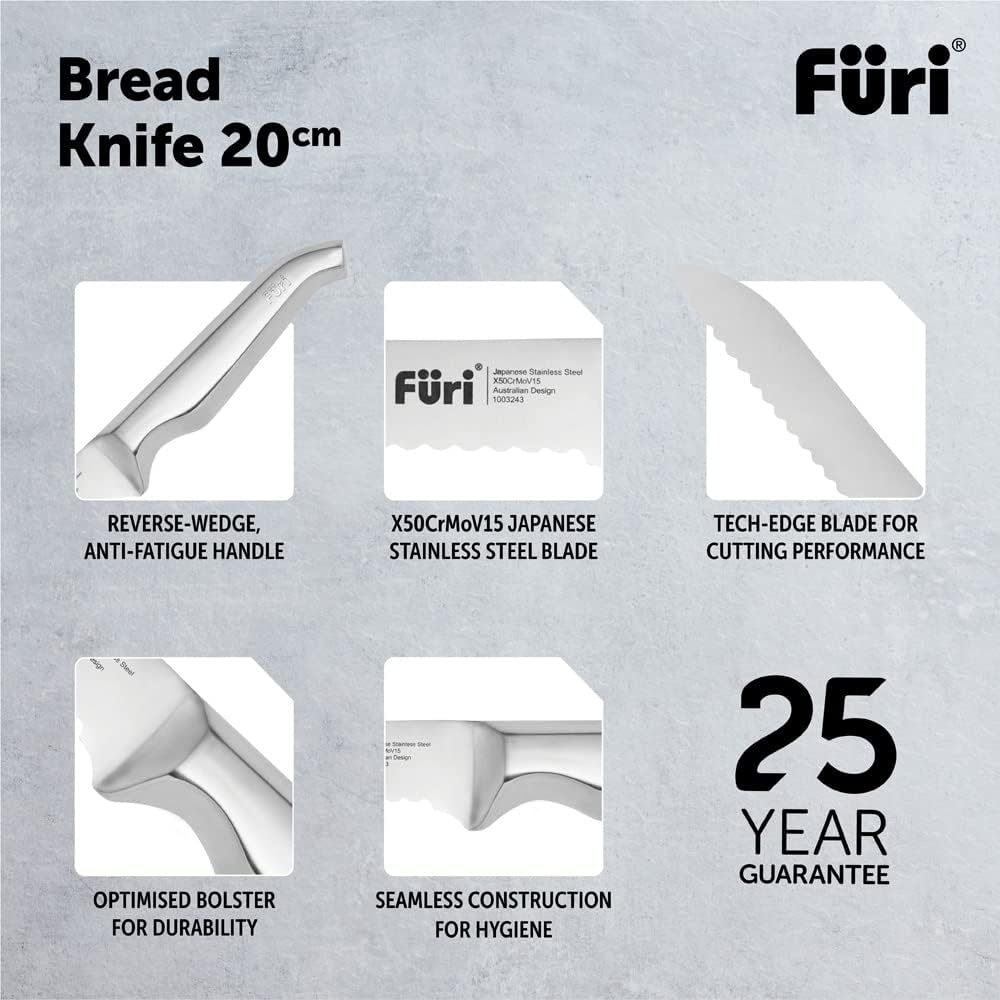Furi Stainless Steel Pro Bread Knife, 20 Cm Size image number 6
