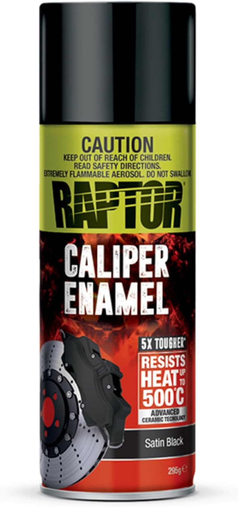 RAPTOR High Temp Caliper Enamel, Advanced Ceramic Technology, High Gloss Finish, Direct to Metal & No Need for Primer, Brake Paint, Heat Resistance up to 500&deg;C, 365 ML, Satin Black